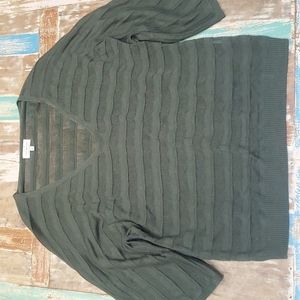 Lucky Brand Synthetic Stripe Chenille V-Neck Dolman Sleeve Knit Sweater Top